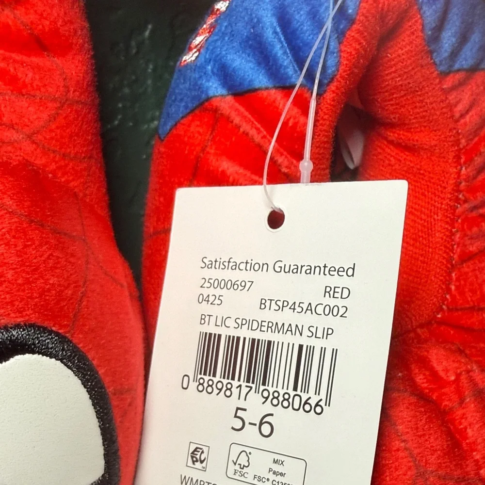NEW! Spider Man Toddler Boys Step In Plush Slippers Size 5/6